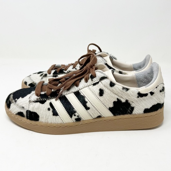 Adidas Jabbar Low Fuzzy Cow Print Sneakers Size 8.5 - Picture 1 of 4